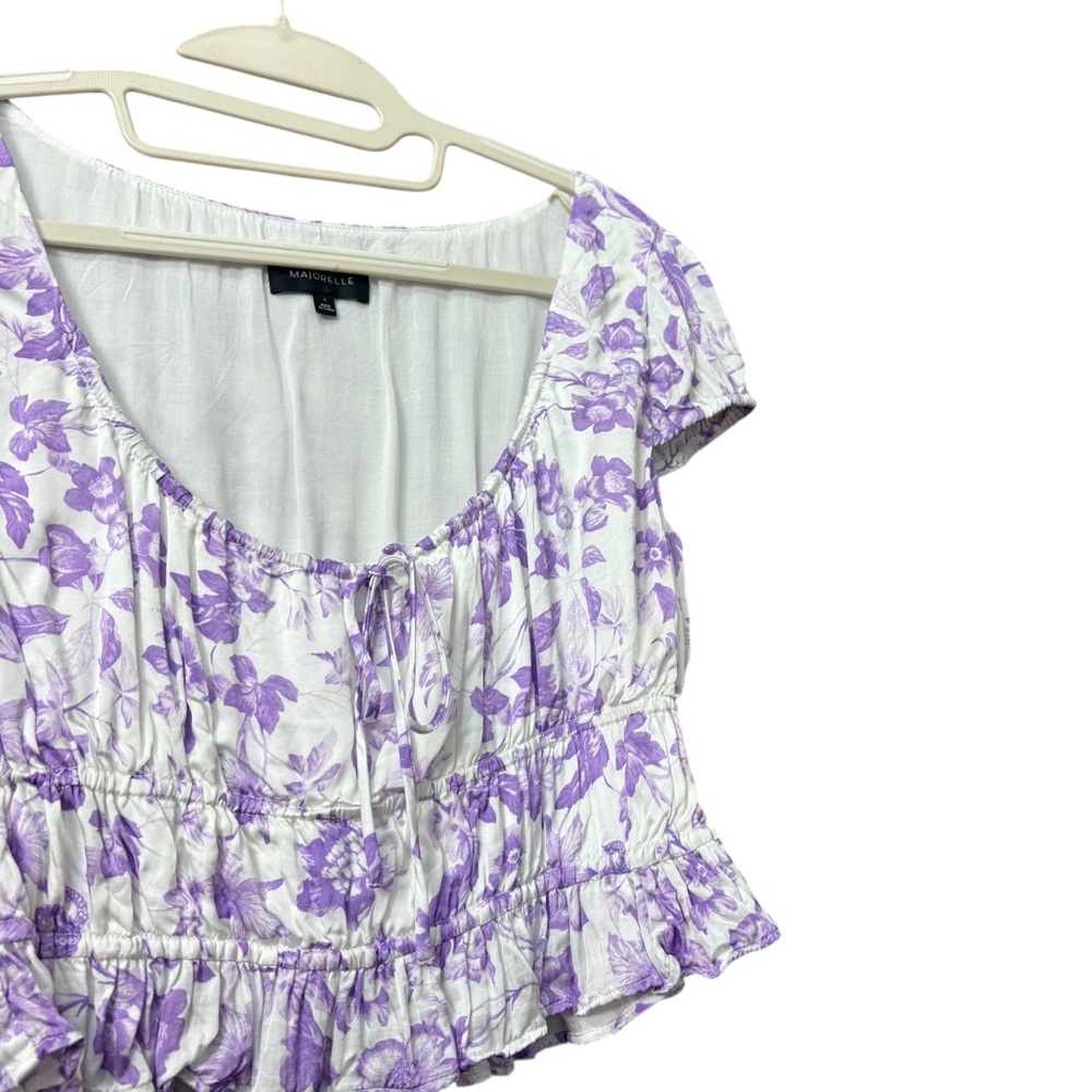 MAJORELLE‎ Pegasus Top in Purple Riviera Purple White Cropped Milkmaid Size S - Picture 3 of 9